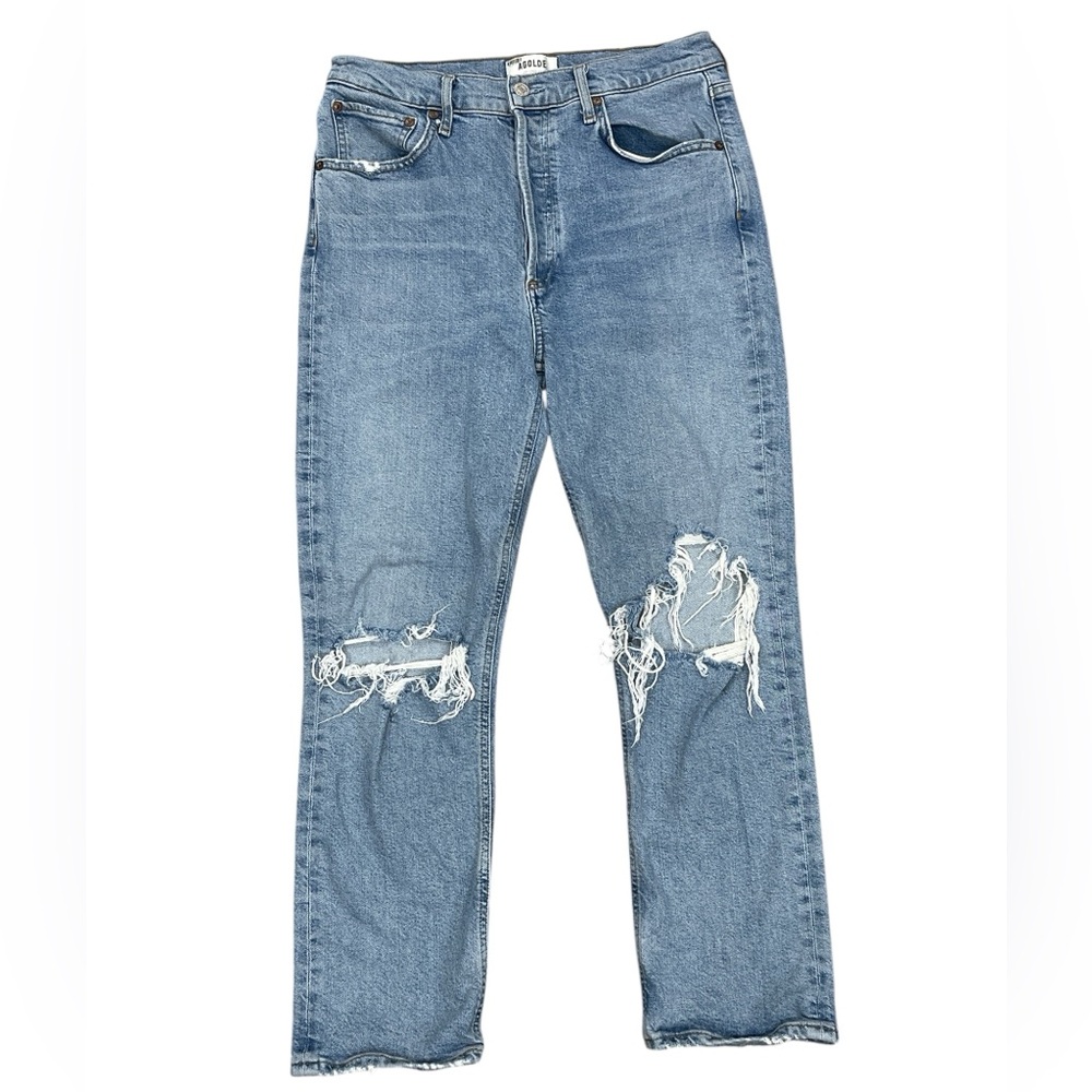 Agolde Riley Distresses Straight Leg Jeans